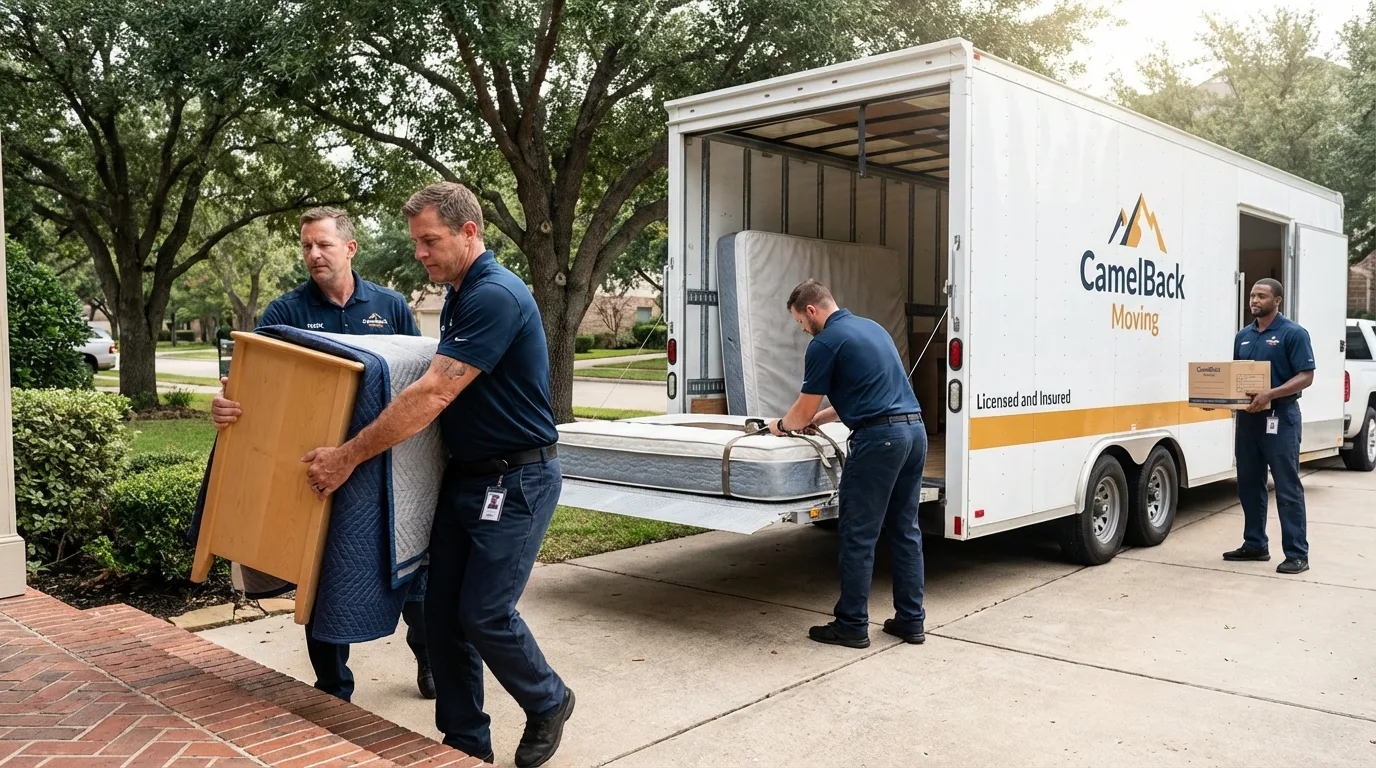 Crew loading residential truck for cross-state move from Isle of Palms, SC