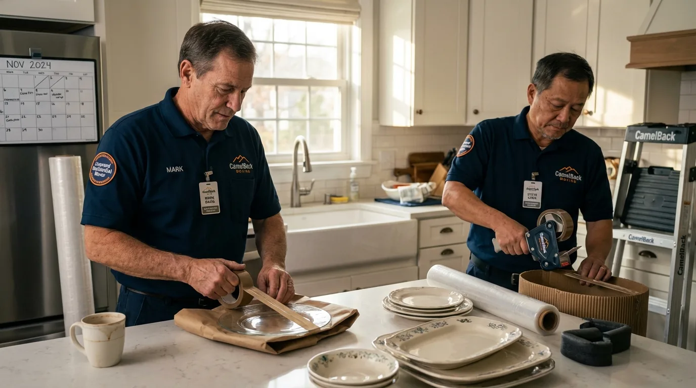 Professional crew packing kitchen dishware in Isle of Palms, SC